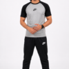 GB-6 Nke Korik UrbanFlex Grey Black Casual T-Shirt & Jogger Trouser Set