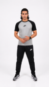 GB-6 Nke Korik UrbanFlex Grey Black Casual T-Shirt & Jogger Trouser Set
