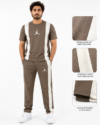 M Jrdn Korik UrbanFlex Taupe Premium Casual T-Shirt & Trouser Set