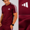 Adis Korik AeroFlex Maroon Dri-Fit T-Shirt & Trouser Set