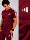 Adis Korik AeroFlex Maroon Dri-Fit T-Shirt & Trouser Set